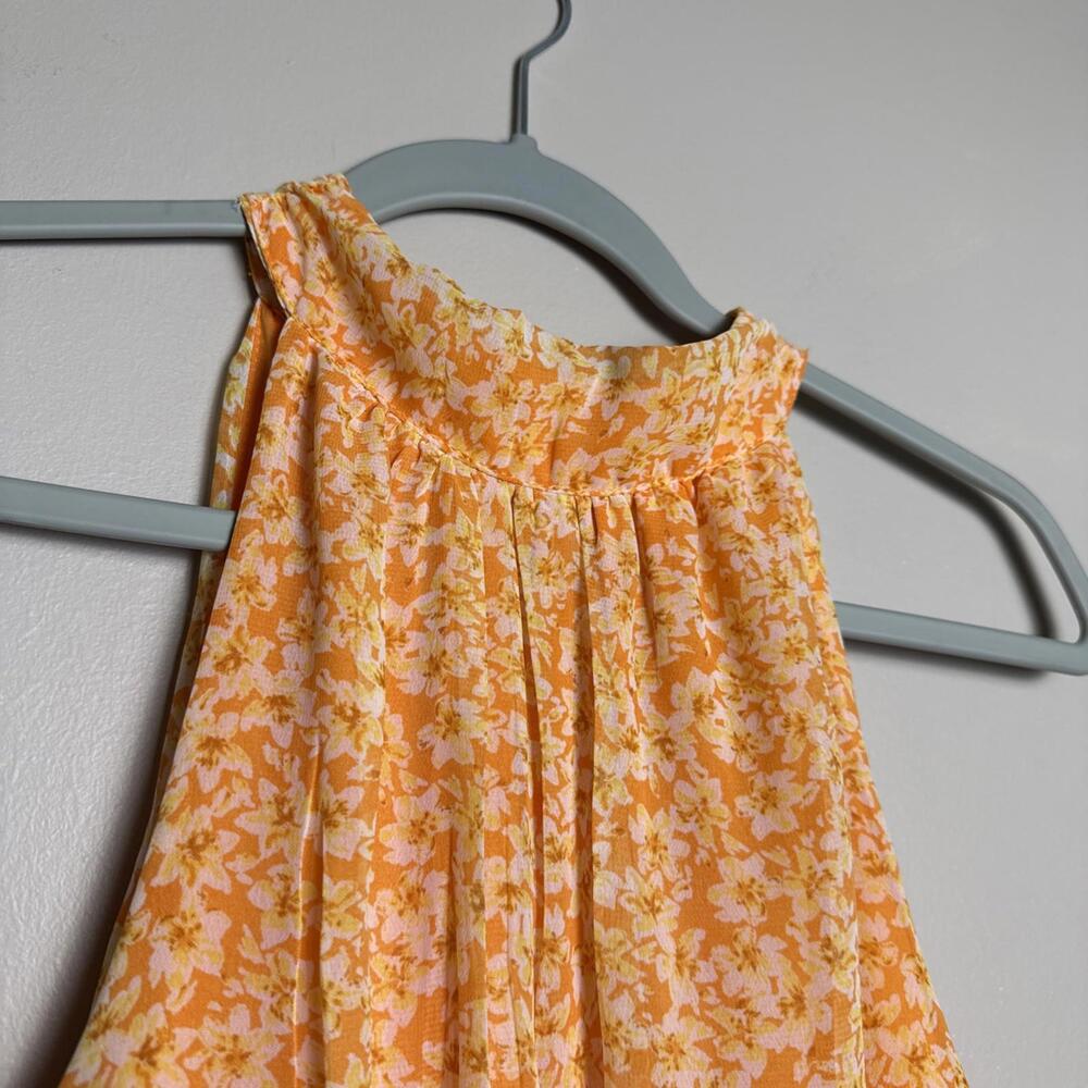 Sienna Sky Women’s Orange Floral Chiffon Halter Dress Size Large